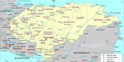 Χάρτης του πολιτικού χάρτη της Ονδούρας