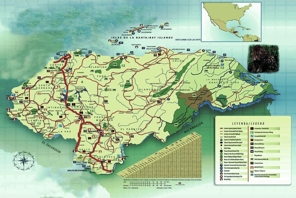 χάρτης της Ονδούρας γεωγραφία