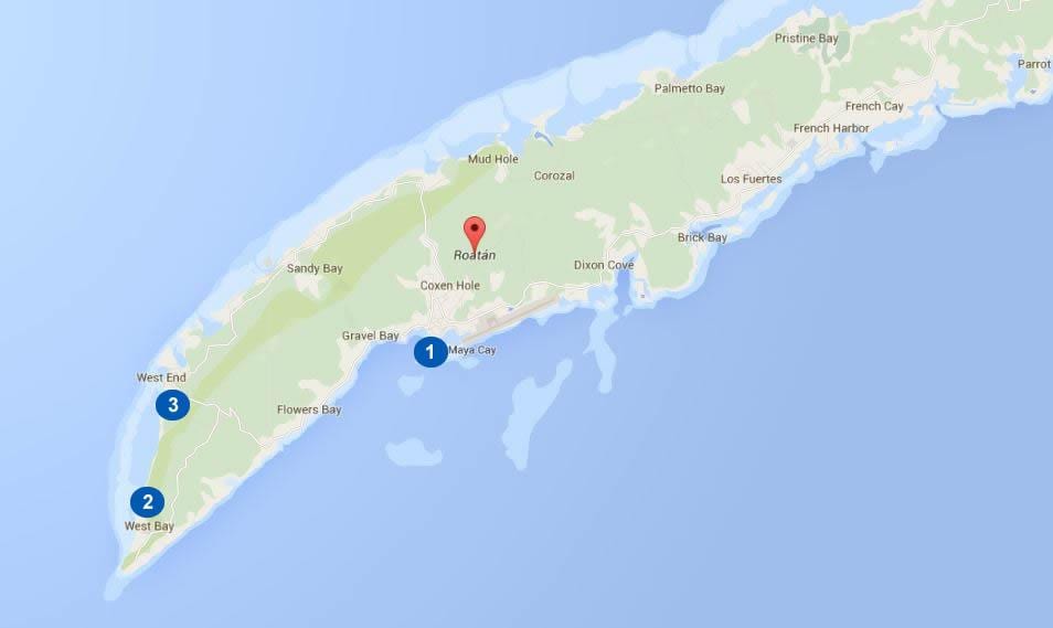 χάρτης της Ονδούρας και roatan
