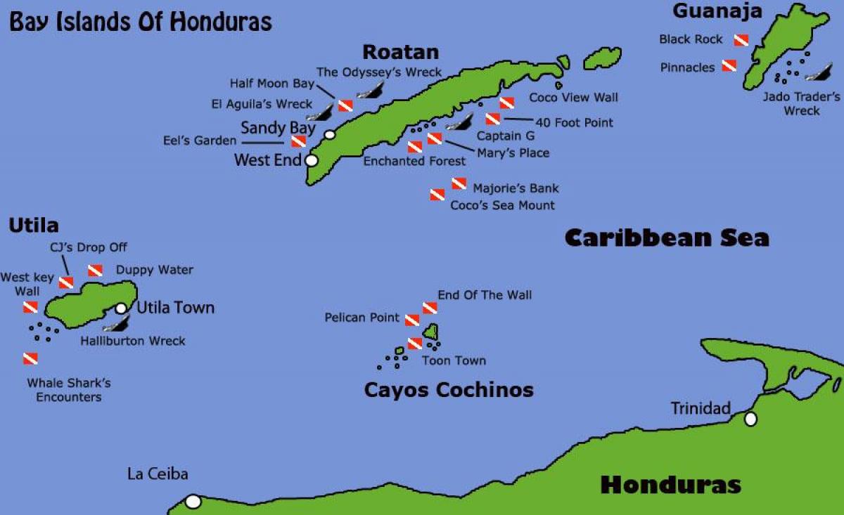 νησιά Ονδούρα χάρτη