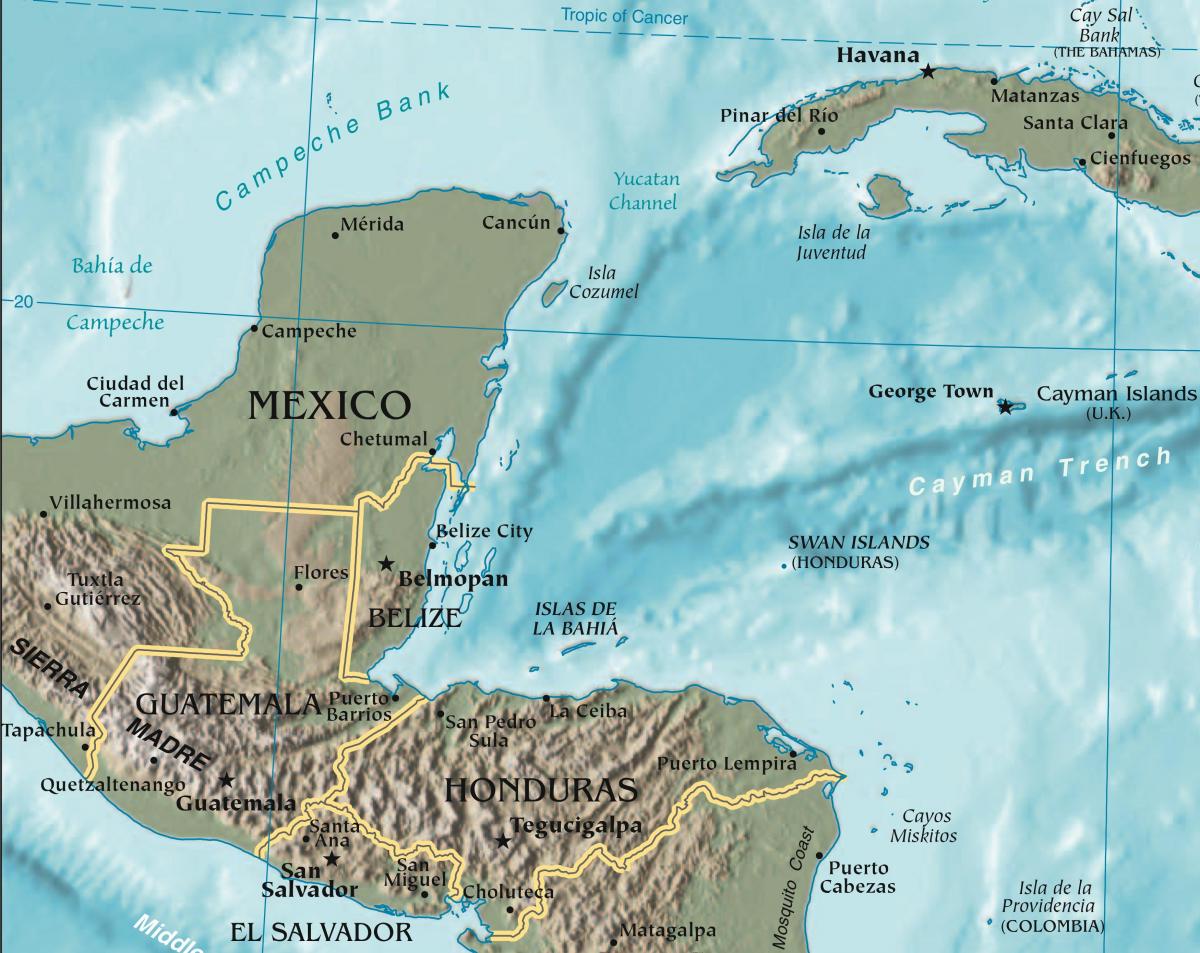 χάρτης του κόλπου της Ονδούρας