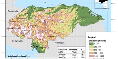Χάρτης της Ονδούρας υψόμετρο